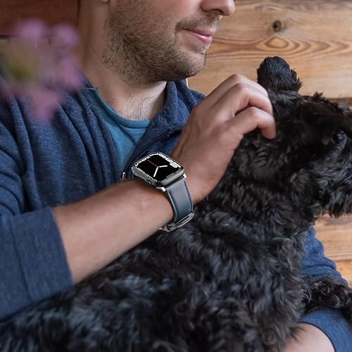 Vista 136 de Correa de cuero compatible con correas de Apple Watch de 1.811 in, 1.772 in, 1.732 in, 1.654 in (Serie 1/2/3) para hombres y mujeres, correa de Azul