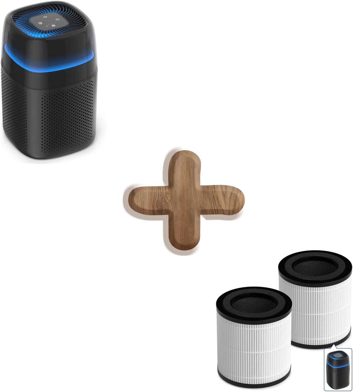 Blue Air Purifier+2 Pack ZQA 5000A Replacement Filter, with Sleep Mode& Light Mode Air Cleaner for Pet Dander Odor Dust Smoke
