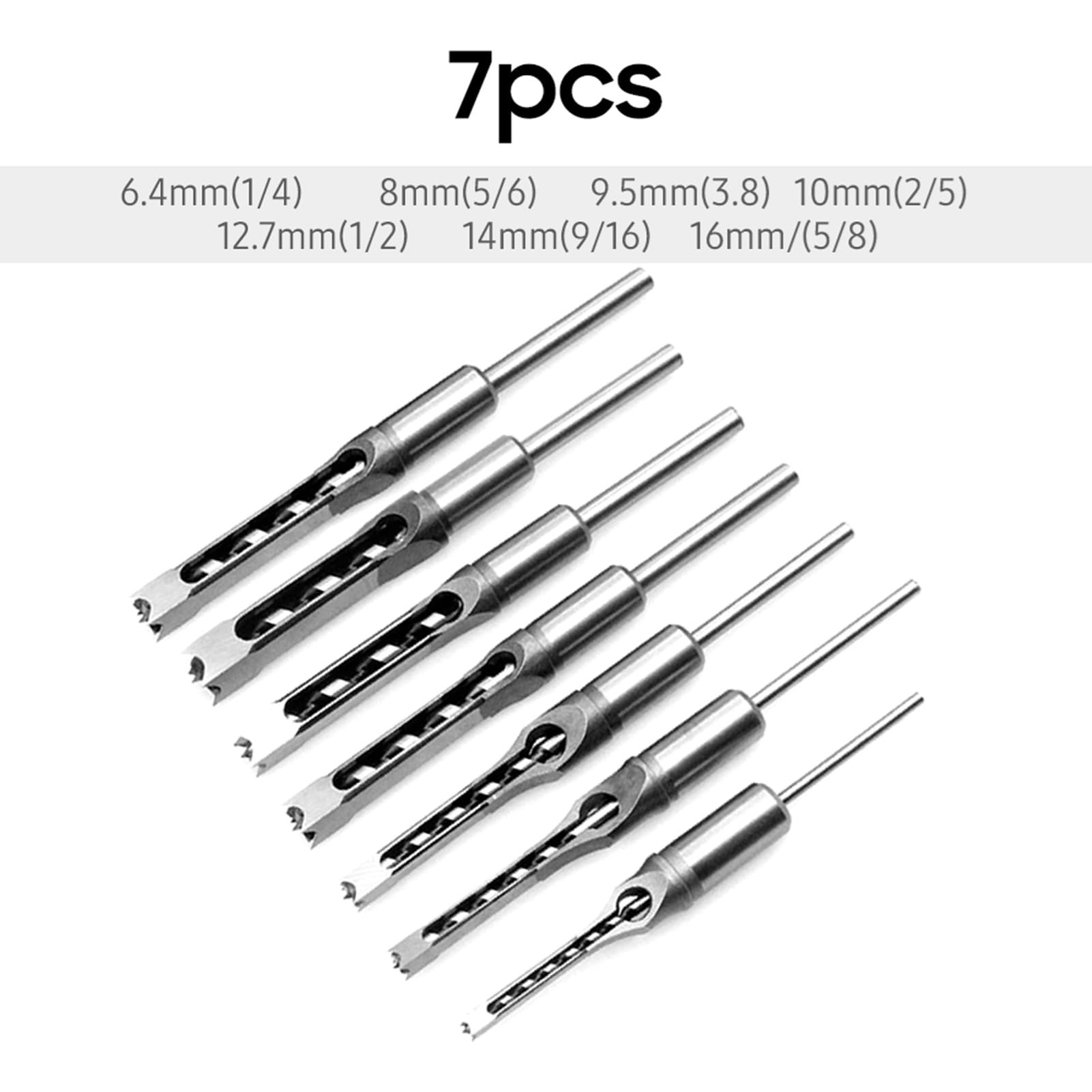 Set di punte da trapano da 6 pezzi per la lavorazione del legno Punte da perforazione efficienti in acciaio al carbonio ad alta durezza per mortasatrice Pannello truciolare MDF (7 pezzi)