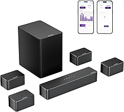 ULTIMEA 7.1ch Soundbar, Virtuelle Surround Sound System für TV, App-Steuerung, 4 kabelgebundene Surround-Lautsprecher, Soundbar für Smart TV mit Subwoofer Wireless, Heimkino Sound System, Poseidon D70