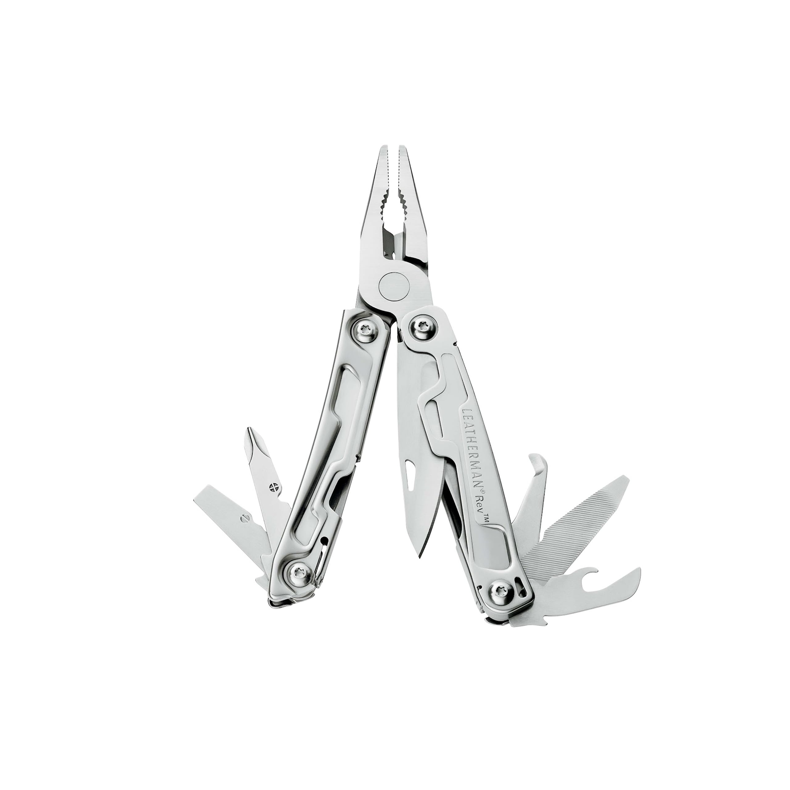 Rev Multi-Tool - 14 Tools with Blade for Camping & DIY, Stainless Steel, Silver