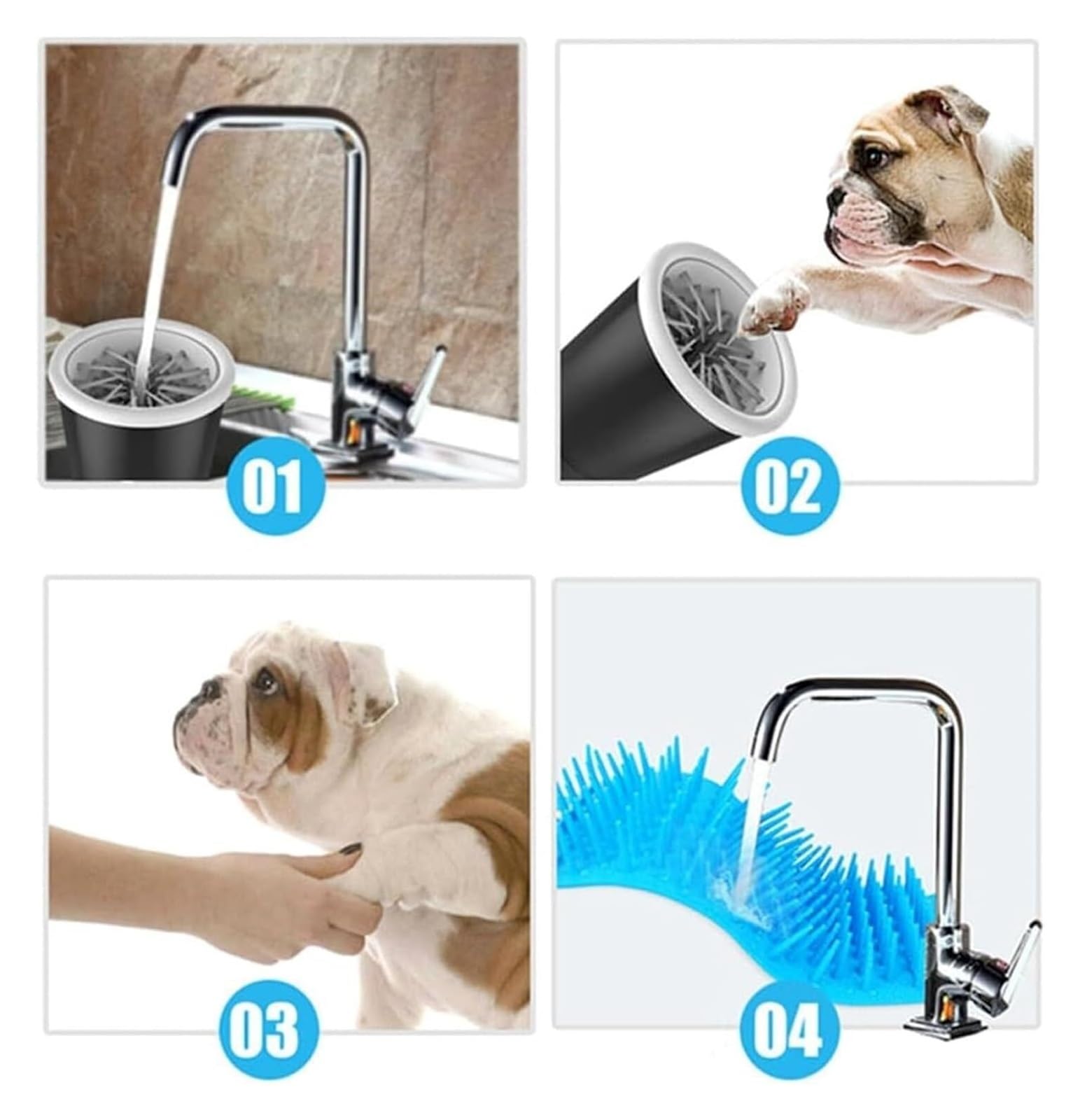 Limpiador automático de patas de perro para perros pequeños y medianos, lavadora portátil para pies de mascotas con cepillo de silicona suave, opciones blancas y negras (L)