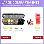 Odaro Weekly Pill Organizer 4 Times a Day, Daily Pill Box 7 Day, Large Travel Pill Case with 28 Compartment to Hold Medicine, Vitamin and Supplement (Full Black)