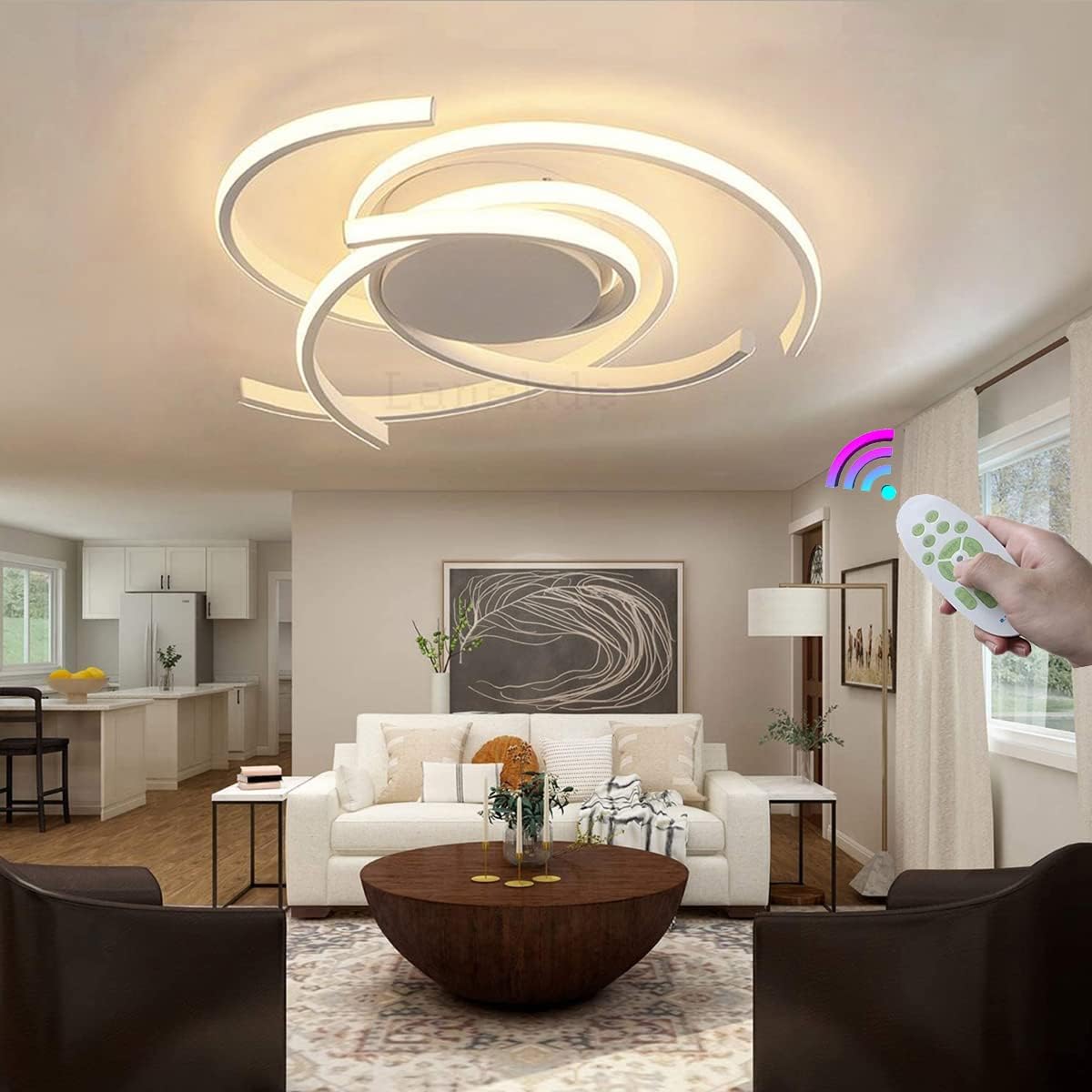 Led モダン シーリング ライト リモコン調光可能 寝室 照明ライト8畳 12畳 リビングルームランプ 寝室ライト和室 装飾的なライト シャンデリア リビング 照明 天井照明 間接照明 おしゃれ 北欧 ランプ 電球色 昼光色 昼白色 3000k 6500kインテリア 天井 照明器具 洋室