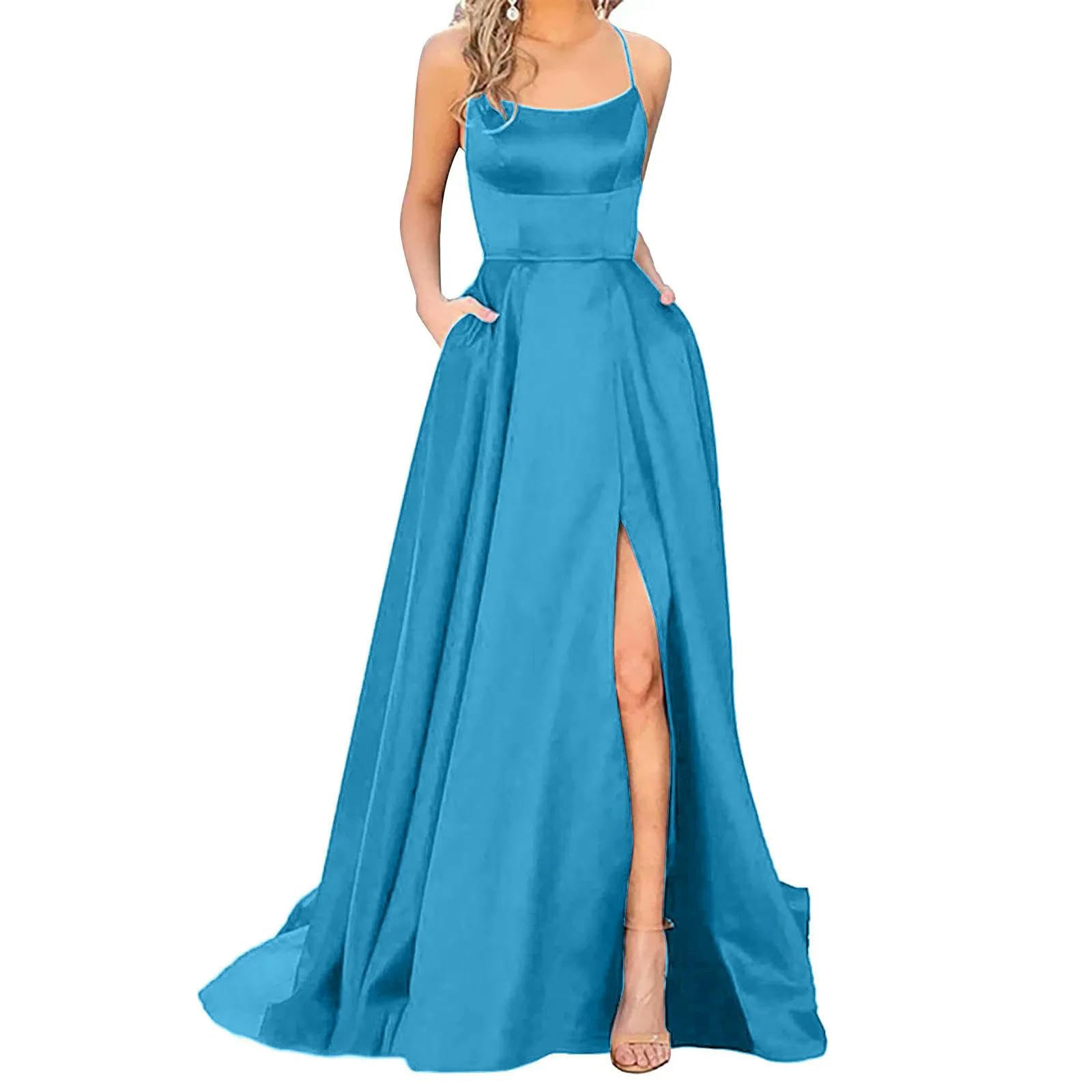 Abiti da Ballo divisi Abiti Eleganti da Donna Party Night Abito da Sera Lungo Formale Abiti con Spalline