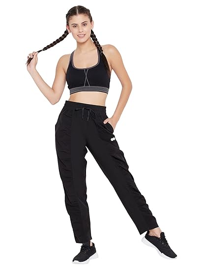 Women's Activewear Ankle Length Sports Joggers with Pocket - Black
