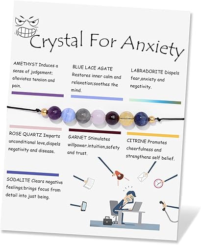 Ronglry Pulsera de cristal espiritual para mujeres y hombres, pulseras de cristales de chakra y piedras curativas, pulsera de cuentas de cristal