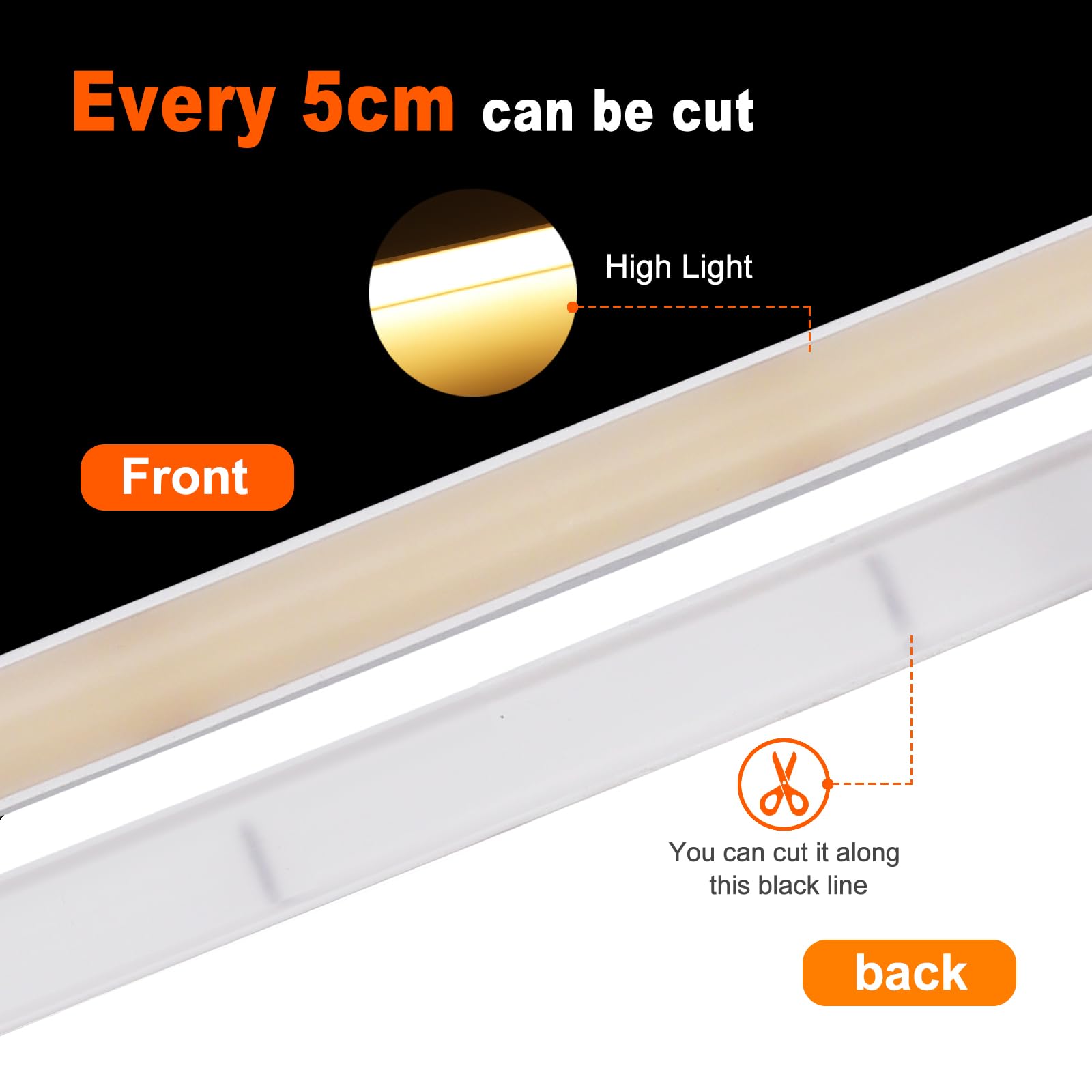 KISUFU Tira LED COB 24V, 320 LEDs/m Luces LED Impermeable IP65 neon luces de cinta LED con Dimmer monocromático ir de 23 teclas wifi para Exterior Decoración del Hogar, Cocina, Espejo.