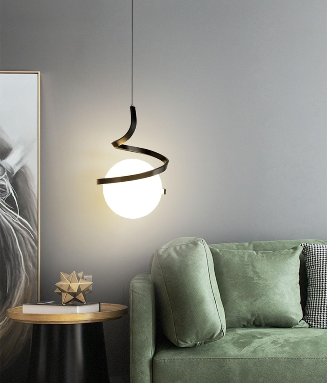 Nowoczesna lampa wisząca lampa sufitowa ze szklanym kloszem, stylowy żyrandol do sypialni, salonu i wyspy kuchennej, wiszące oświetlenie w stylu art deco