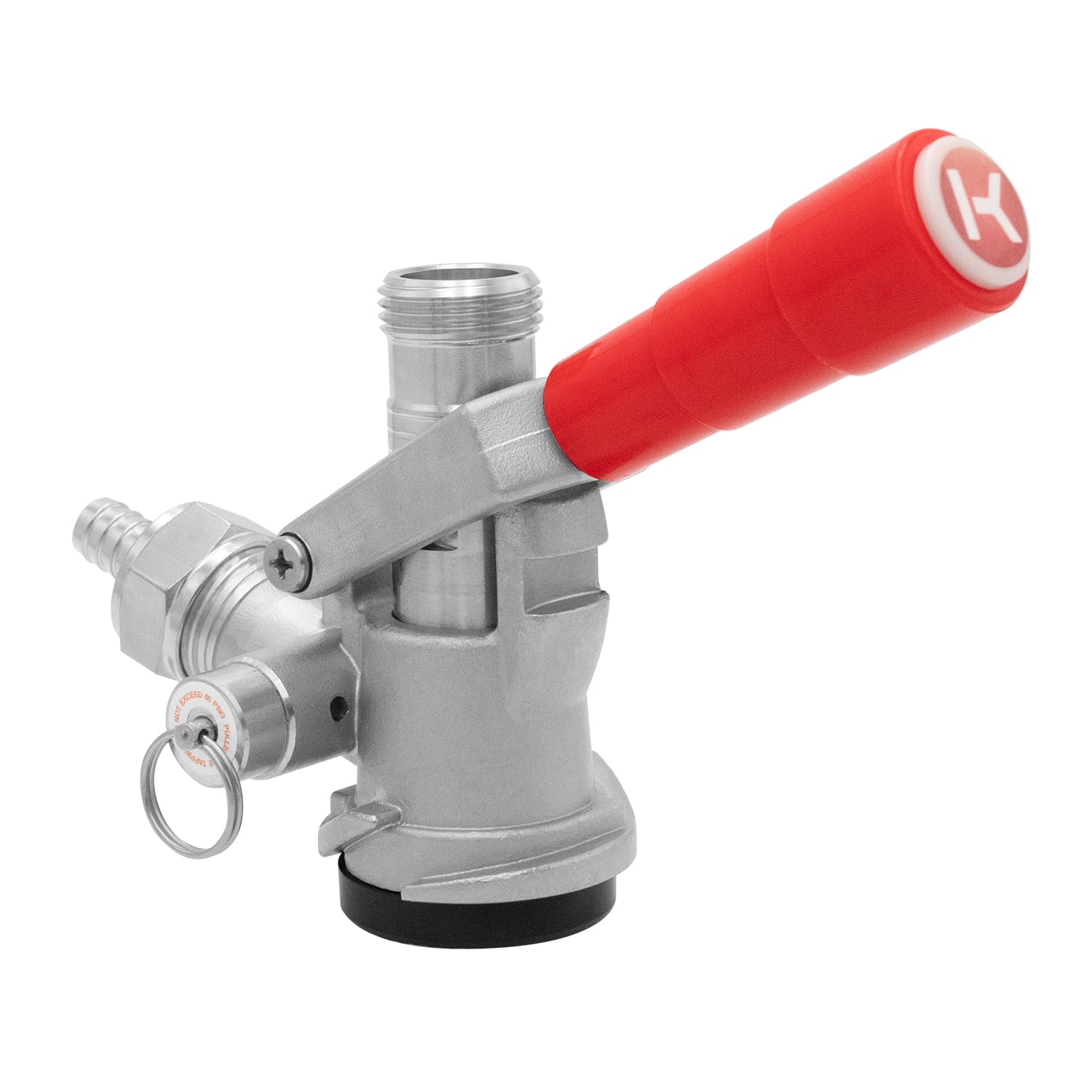 Kegco Beer Keg Coupler D System Tap - Red Lever Handle