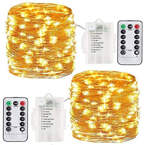 Fairy Lights String 10M 100LED, Battery Powered Copper Wire Lights for Indoor/Outdoor/Christmas/Wedding/Garden etc. 2 Pack (Warm White)