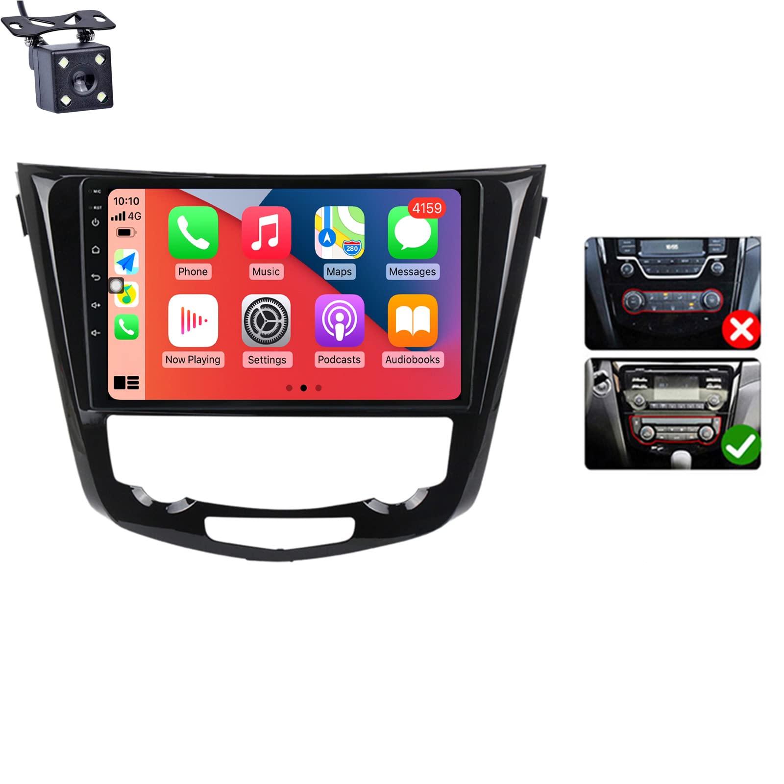 Android 12 Doble DIN en el Tablero estéreo del Coche para Ni-ssan X-Trail T32 Qashqai 2 J11 2013-2017 10/10.36 Pulgadas Pantalla Receptor Multimedia con Carplay Android Auto BT 5.1 FM Radi