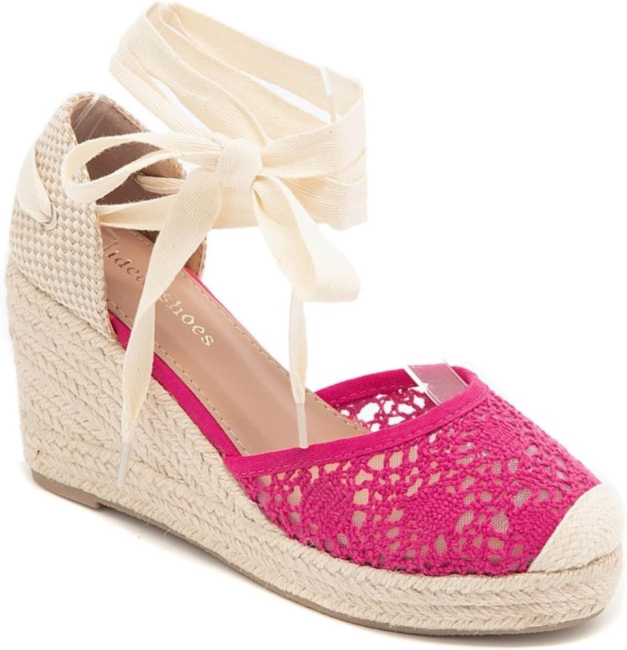 Espadrilles Compensées Boho Chic Femme – Plateforme Jute Dentelle, Sangle Cheville, Sandales Mariage Été Bohemian Élégantes & Confortables