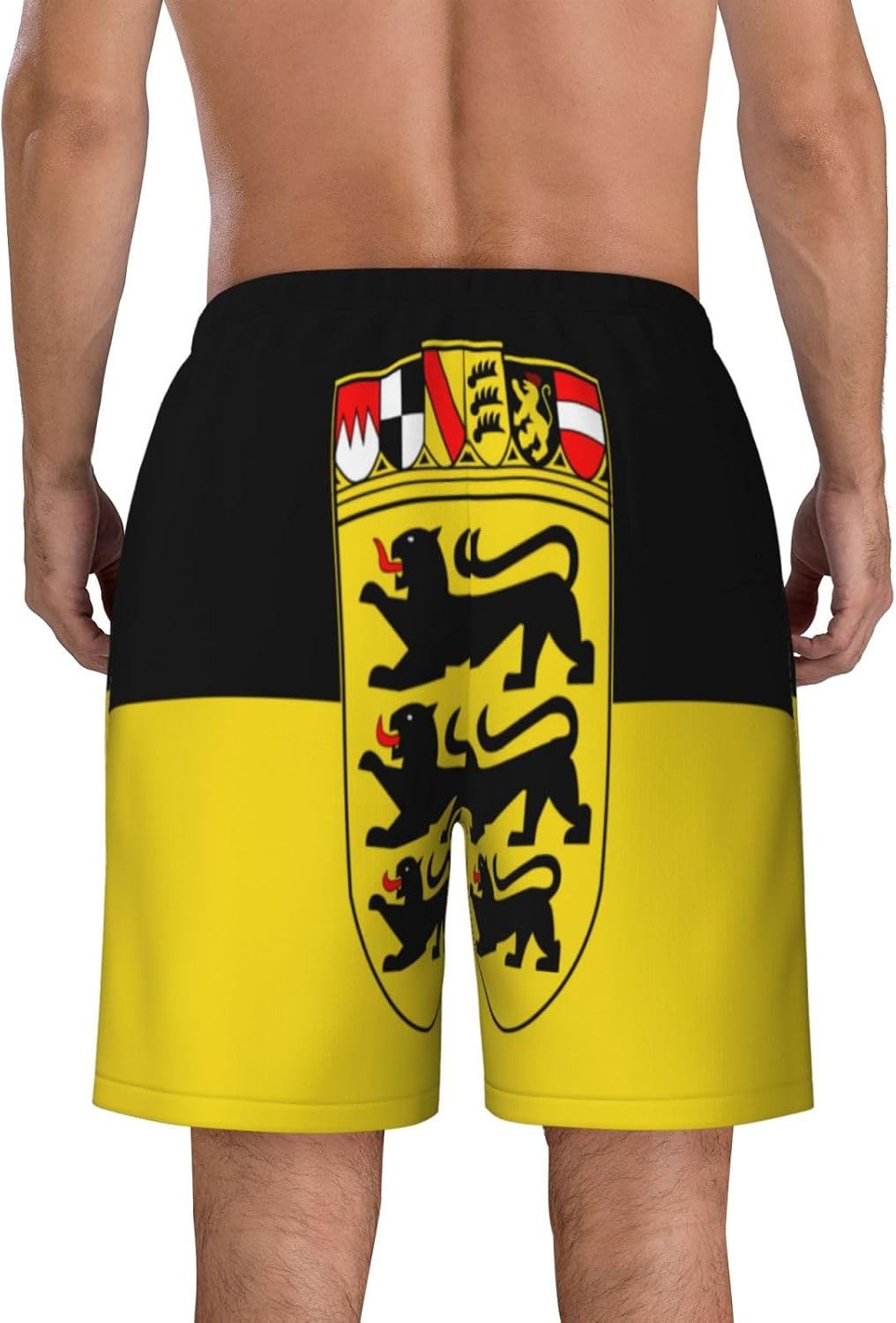 Flag of The State of Baden-Württemberg Men Beach Pants â€“ Swim Trunks for Men,Quick-Dry and Comfortable, Suitable for Beach, Surf, and Everyday Wear Black