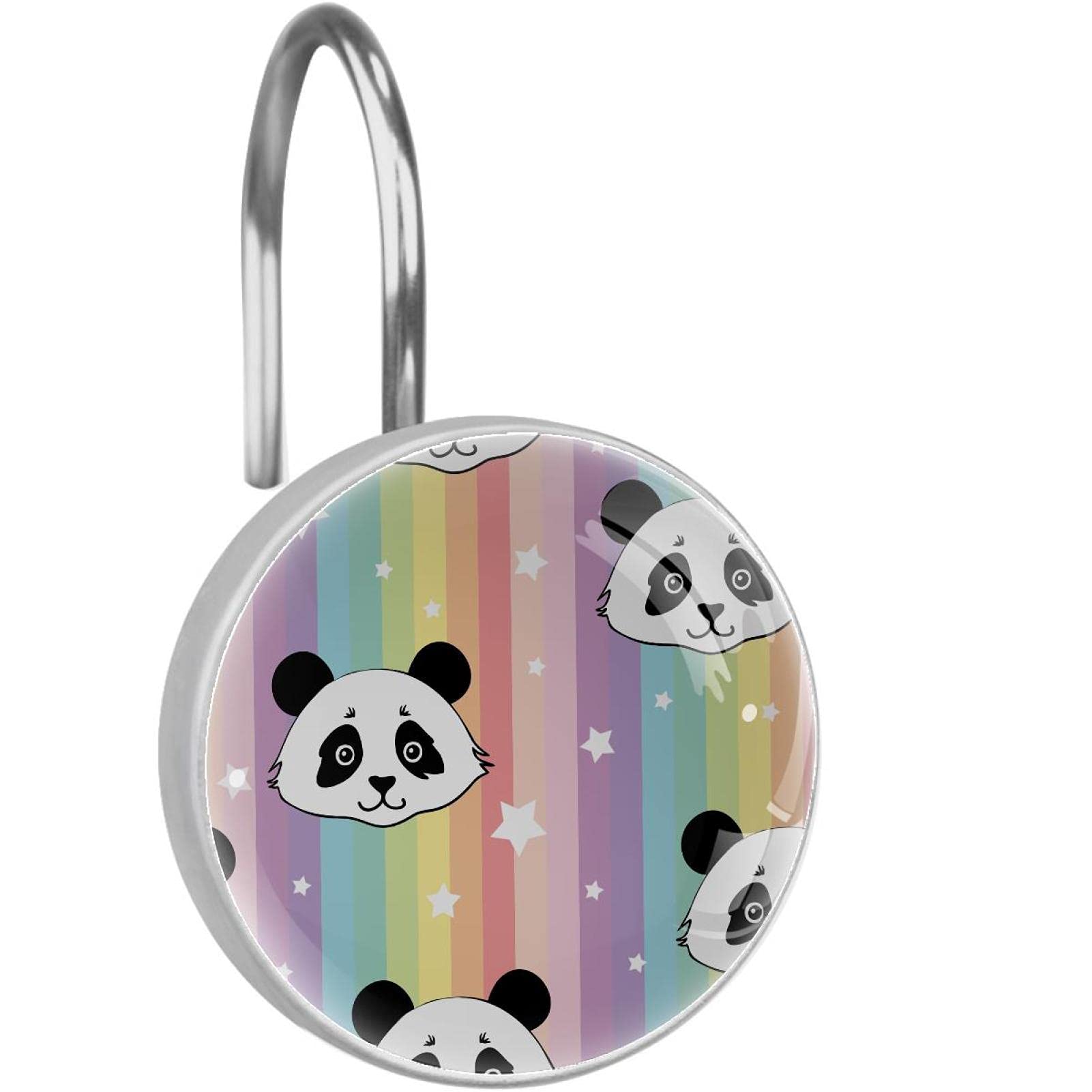 Crochets rideau de douche robustes en métal inoxydable à motif panda