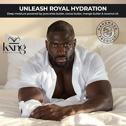 Miniatura 5 de KXNG Cosmetics Crema orgánica de manteca corporal de karité  4 onzas  Manteca corporal para hombres y mujeres con karité, cacao, mango y aceite de