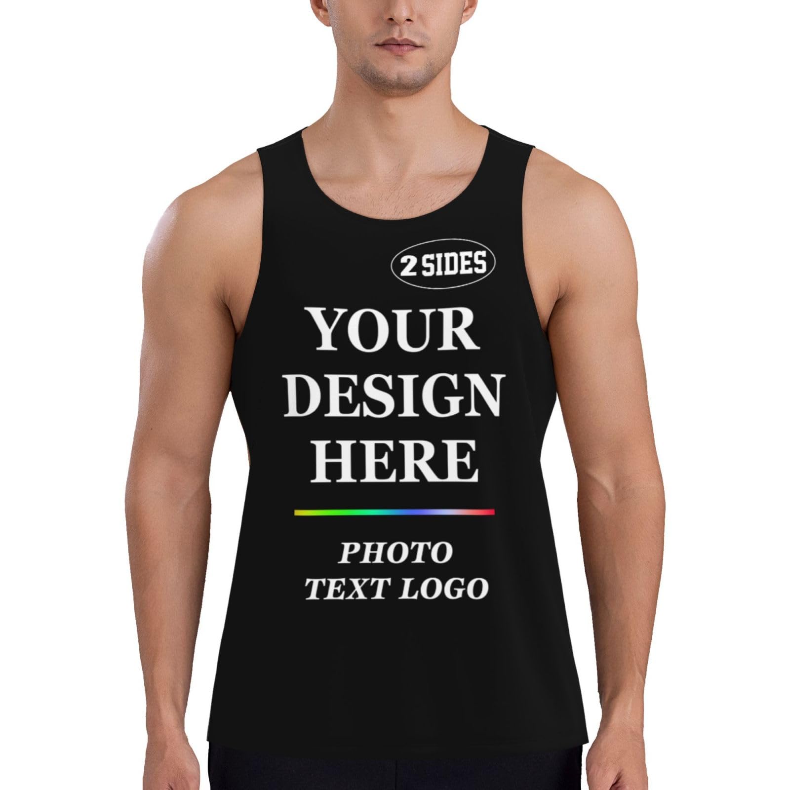 Custom Tank Top for Men with Your Image Logo Text Personalized Sleeveless Shirt Add Your Design for Gifts