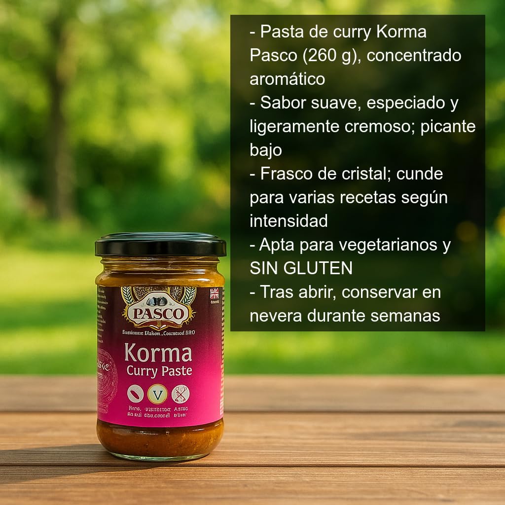 Pasta de Curry Korma 280 g Pack 2 frascos sin gluten vegetariana salsas marinados currys indios
