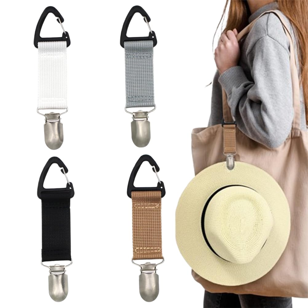 4 Pz. Clip per sciarpa e cappello, clip per cappello multifunzionale, organizzatore di cappelli, accessorio da viaggio portatile per esterni, clip per zaino e cappello