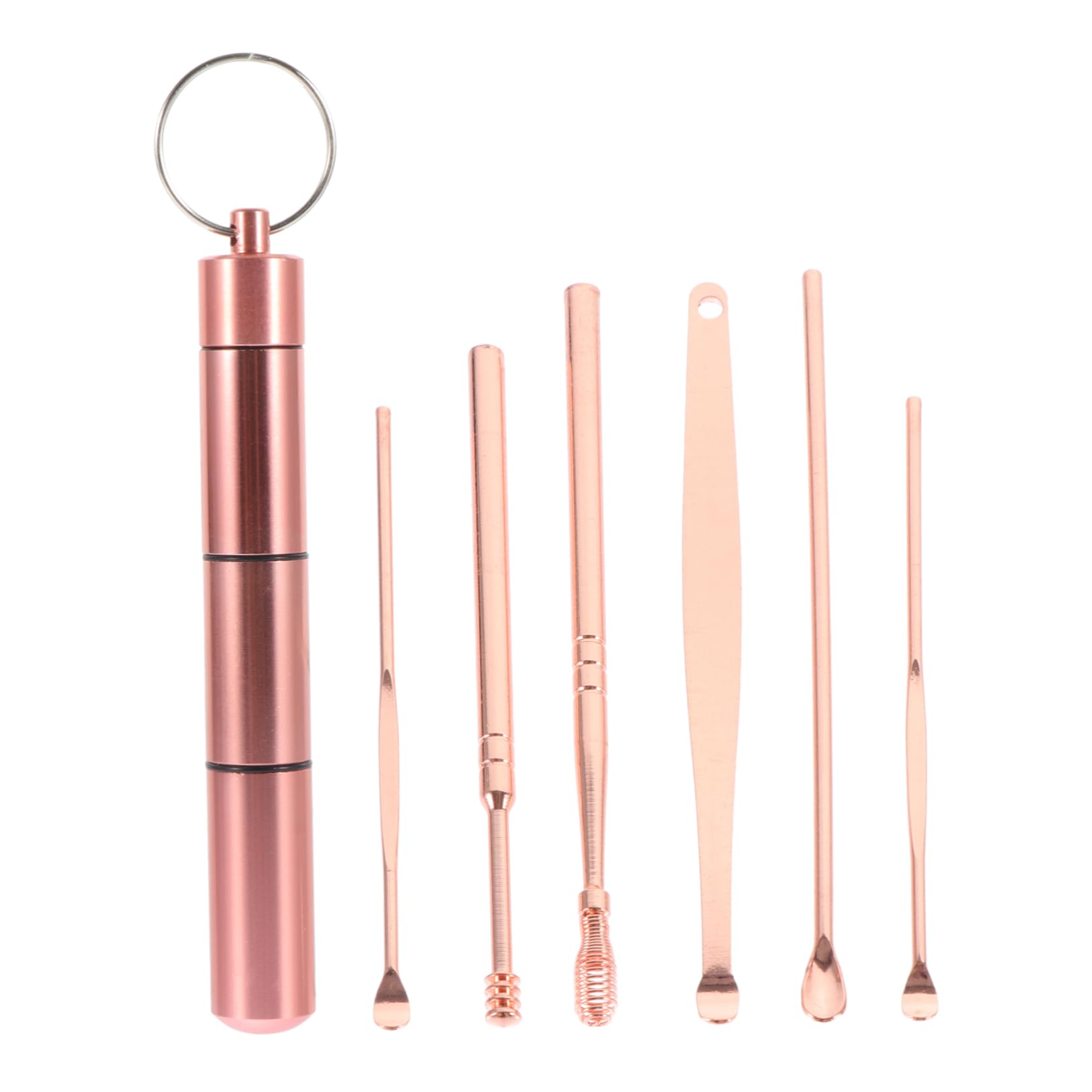 Stainless Steel Ear Picks 7-Piece Set Portable Ear Cleaning Spoons Wax Removers Ergonomic Design for Personal Care