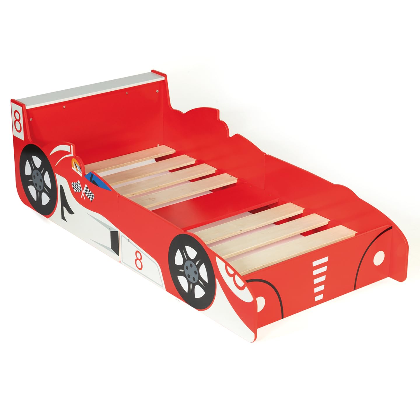 IDMarket - Lit Enfant Voiture Formule 1 Teddi 70 x 140 CM Rouge