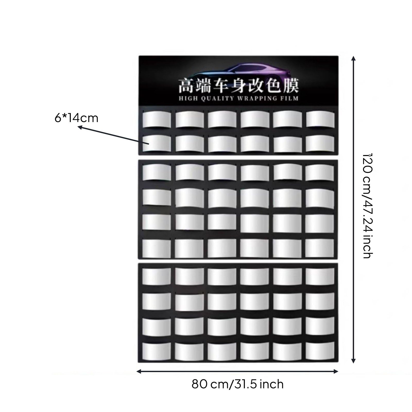 Tablero de de Vinilo para Envolturas Panel Soporte y Porta Tarjetas con Ranuras en PVC Rígido Visualización de 60 Tarjetas Adecuado para Atención Exposiciones de Tienda, For 6x14cm Card
