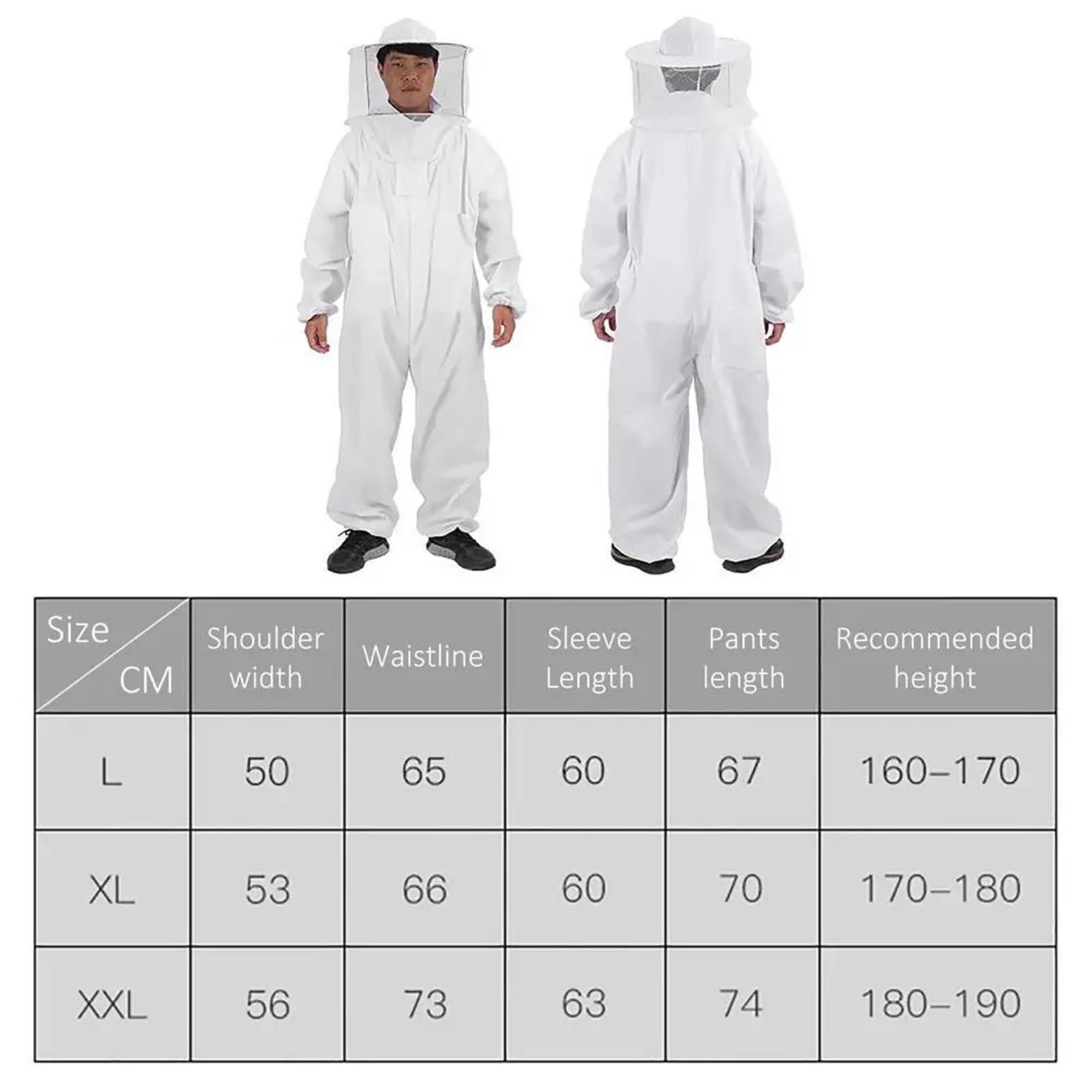 Mono De Apicultor Para Apicultores Ropa de apicultor de cuerpo completo, trajes protectores profesionales for apicultores con velo redondo antiabejas, capucha, sombrero de seguridad(L)