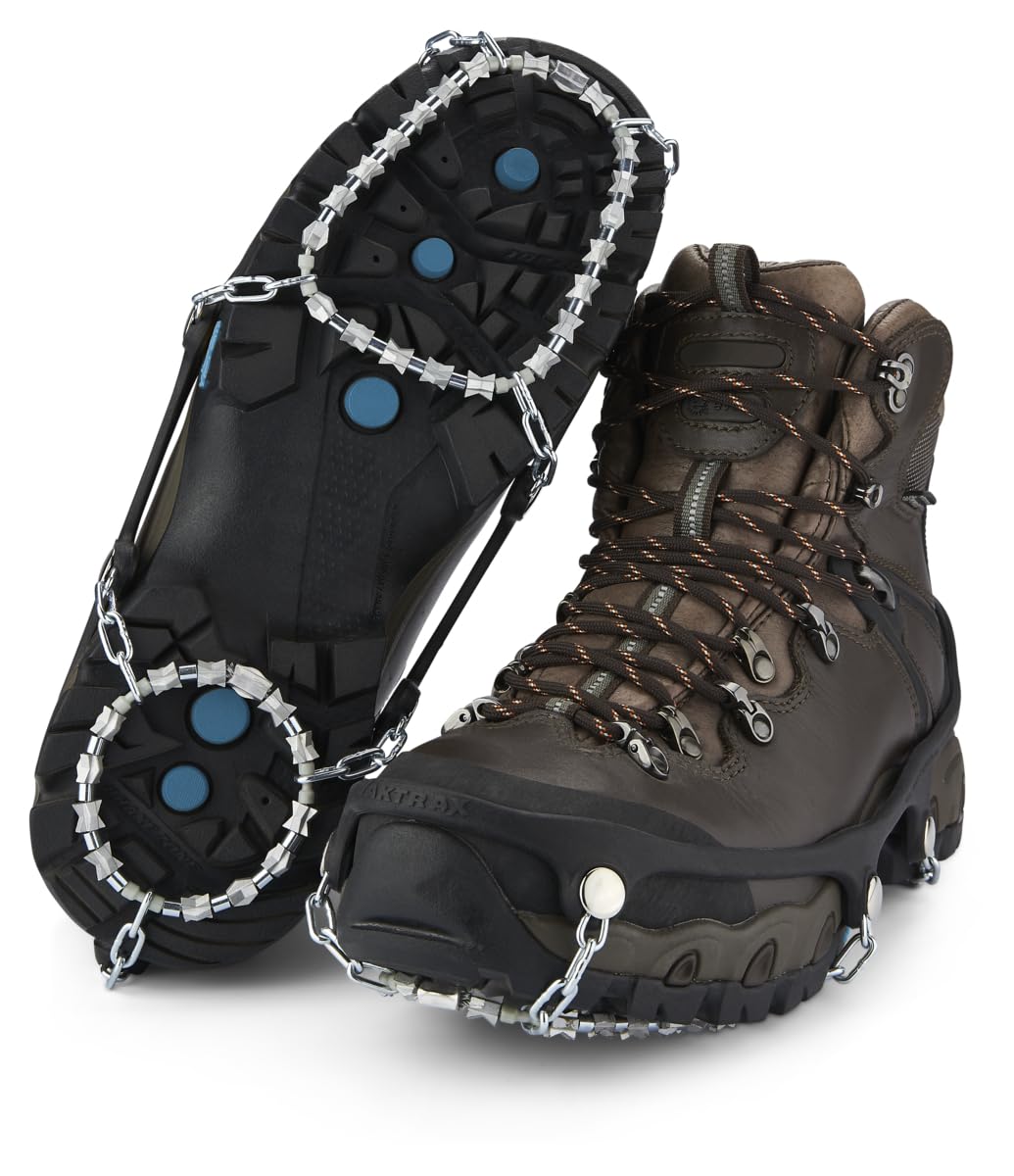 DIAMOND Grip Chains Heavy Duty Traction Hiking Cleats, Durable TIG Welded Links, Provides Traction In Ice & Snow, Black