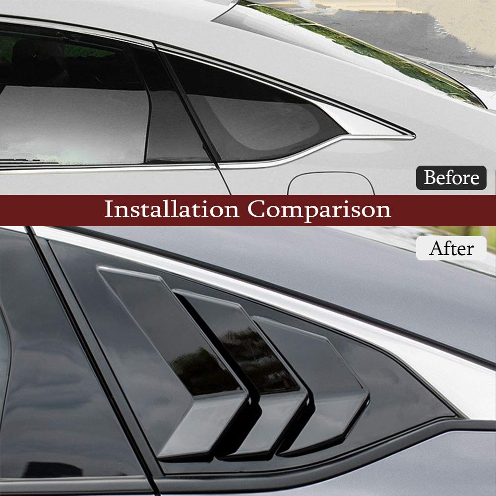 BOLTRY ABS Rear Side Window Louvers Air Vent Scoop Shades Cover Blinds Trim for Honda Accord 2018 2019 2020 2021 2022?Bright Black?