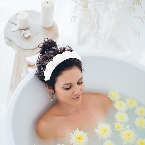 Miniatura 8 de WHAVEL Juego de 6 diademas y muñequeras de tela de rizo para spa, diadema de esponja hinchada, diadema de esponja para lavado de cara, banda para el