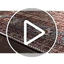 Loloi Layla Collection LAY-01 Brick/Blue 2'-6" x 9'-6" .13" Thick Runner Rug, Soft, Durable, Vintage Inspired, Distressed, Low Pile, Non-Shedding, Easy Clean, Printed, Living Room Rug