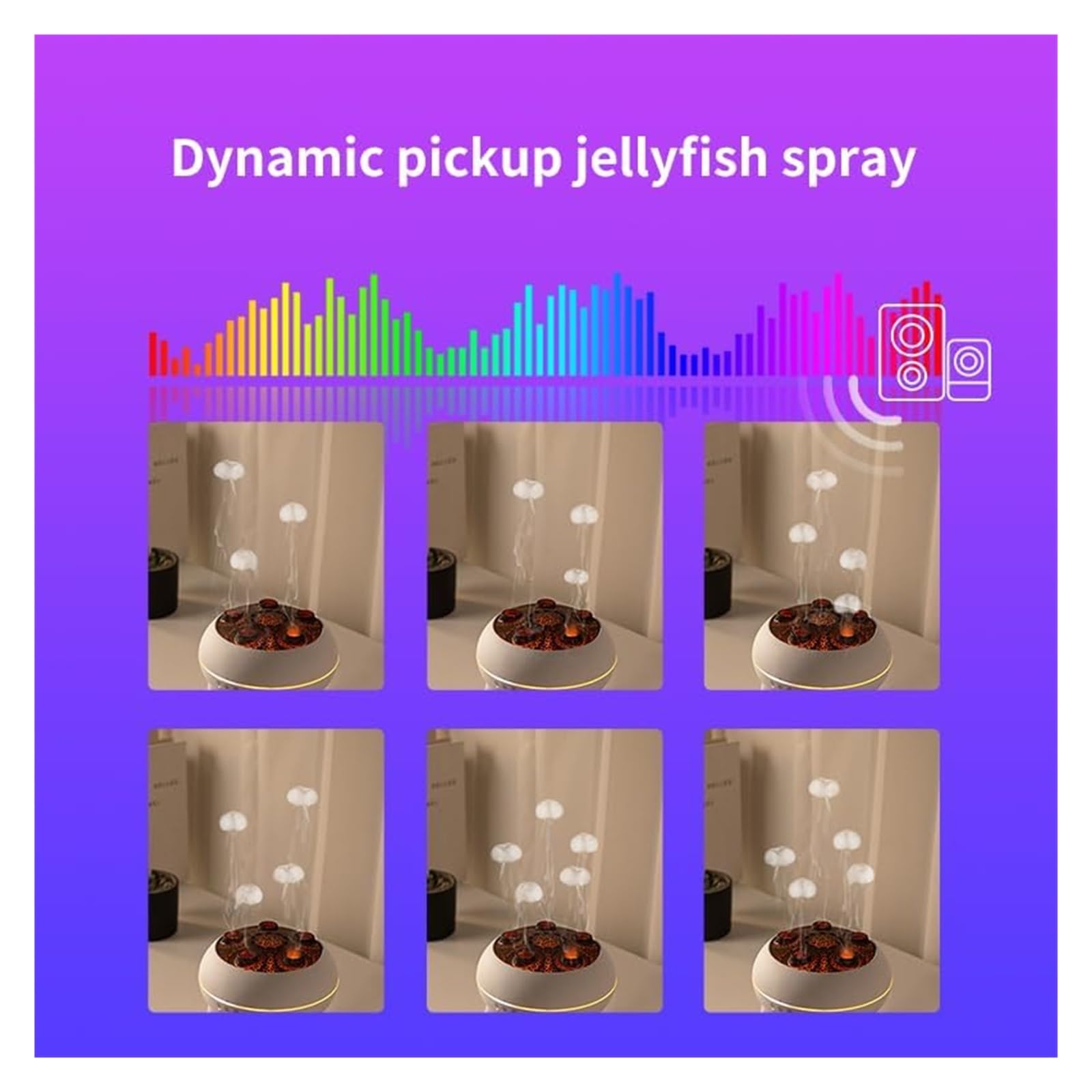 Dynamiczny nawilżacz meduzy, dyfuzor olejków eterycznych 250 ml, dyfuzor tańczący meduza LED, 7 kolorów, odpowiedni do sypialni i biura, pilota, timera 4/8, automatyczne wyłączanie