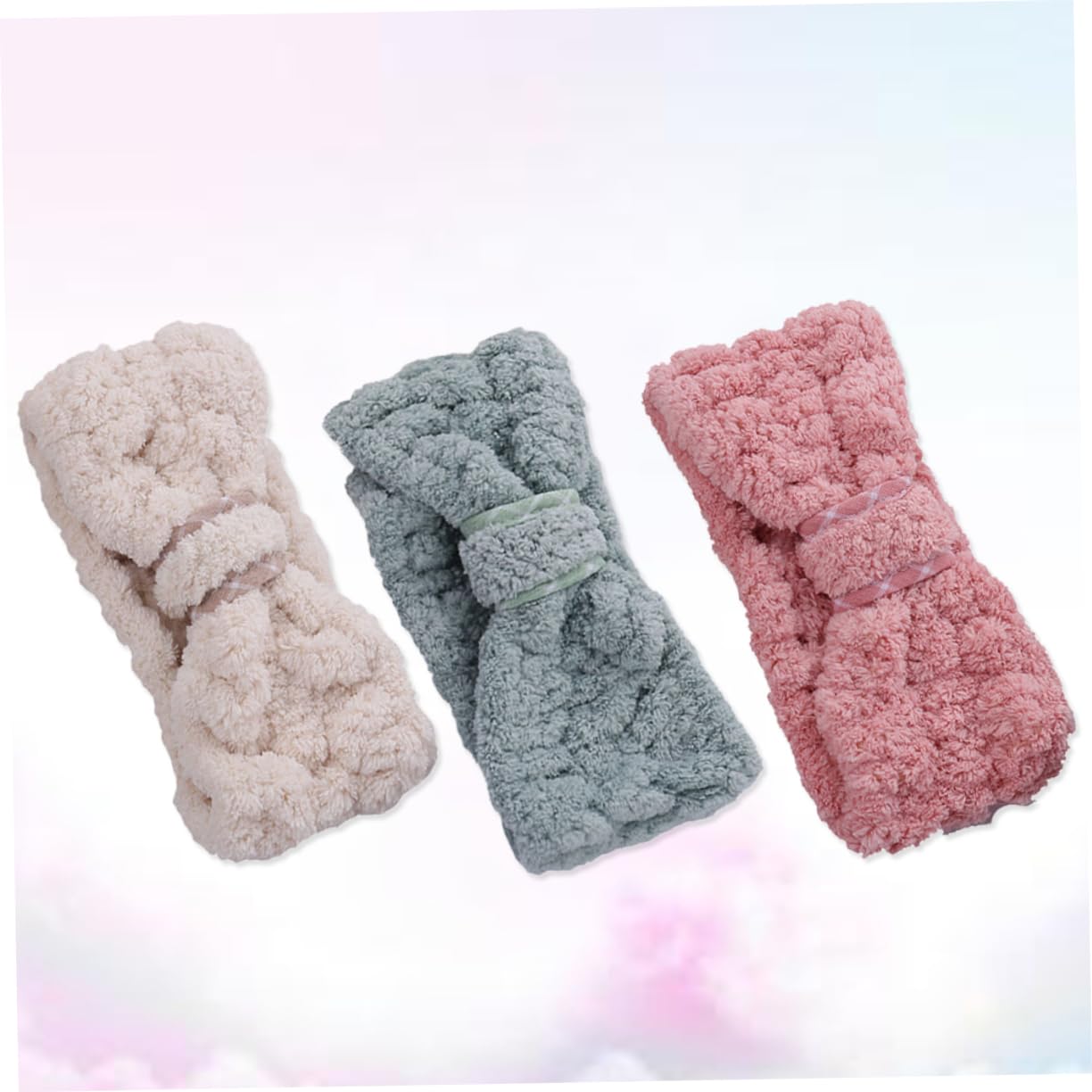 Beavorty 9stücke Teiliges Fleece Haarband Für Damen Elastisches Sport Und Spa-stirnband Mit Schleifen-design Für Yoga Gesichtswäsche Und Make-up Farben Zufällig