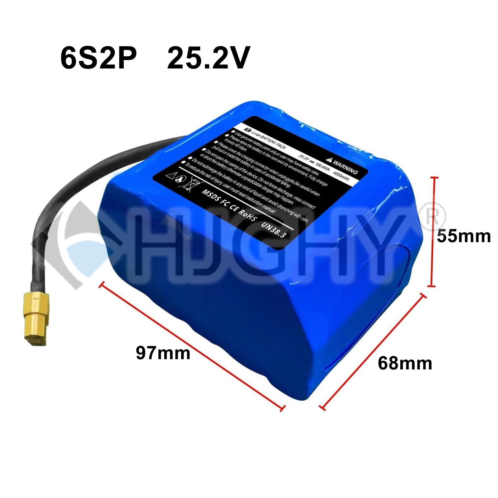 HJGHY Balance Car Lithium Battery 25.2V 4000mAh Twist Car Battery 29.4V 4000mAh Self-Balancing Boards Batteries for 0-117W Scooter Motor with XT60 Plug — view 2
