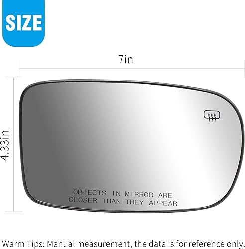 Miniatura 2 de Anxingo Reemplazo de cristal de espejo térmico para Chrysler 200 300 2011-2021, repuesto para Dodge Charger Challenger 2012-2021, lado izquierdo del
