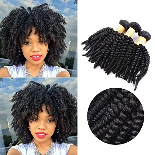 Top Hair Afro Kinky Curly Brazilian Curly Hair Weaves Hair 3 Bundles 100% Unprocessed Virgin Human Hair Weft Weave Extensions Natural Color 10 12 14inch