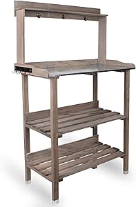 Houten Planttafel met Opbergruimte voor de Tuin - 80 x 40 x 84 cm