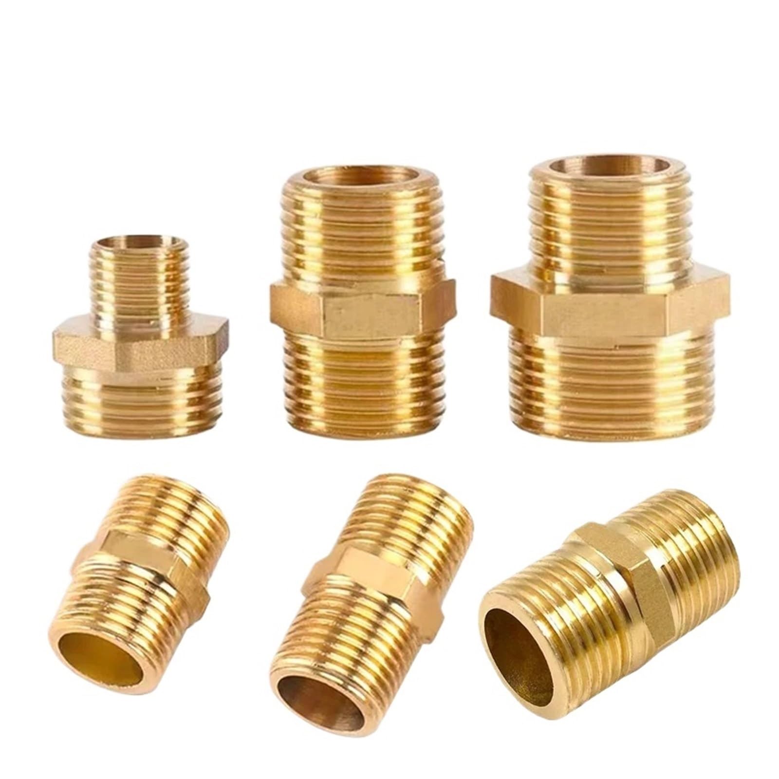 AARTERZZA 1pc 1/8 1/4 3/8 1/2 3/4 1 Brass Pipe Quick Coupler Adapter Adapter Fitting Reducing Hexagon Bush Bushing(1l2 to 1l2)