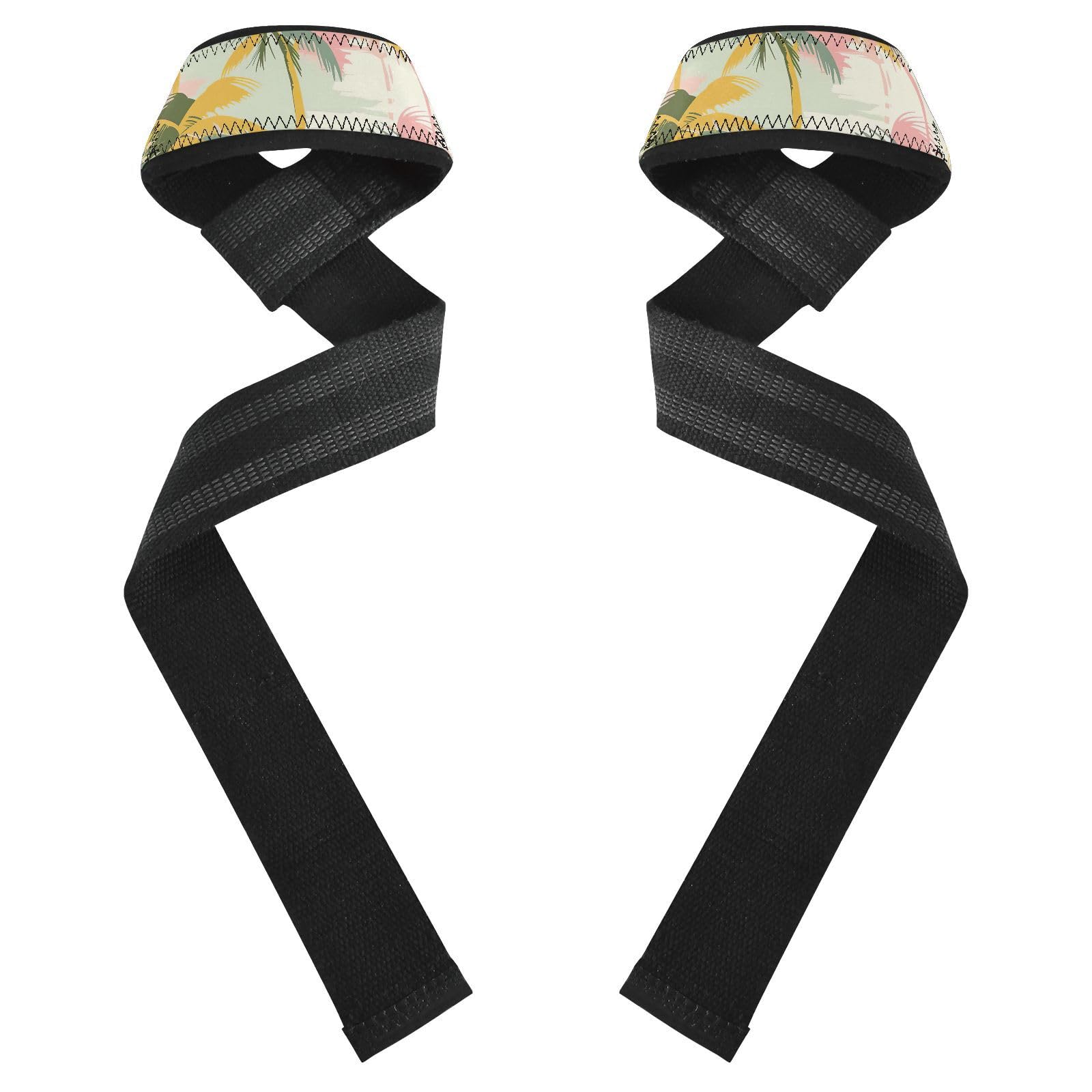 Nander Beautiful Tropical Palm Trees Wrist Straps for Weightlifting,Lifting Straps with Neoprene Cushioned Wrist Padded and Anti-Skid Silicone for Strength Training,Bodybuilding,Deadlifting