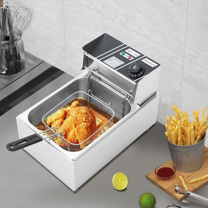 Öl fritteuse 6L, 2500W Friteuse mit Fett, Fritteusen Stufenloser Temperaturregler, Temperaturbereich 60-200℃, IPX3, für Frites, Brathähnchen, Hähnchenflügeln, Frittierten Knödeln, 42.5 * 27.5 * 29cm – Bild 4