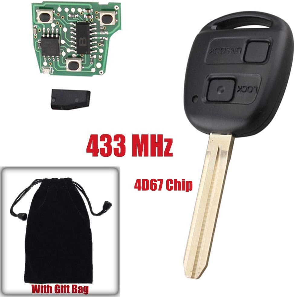 Keyless Entry Remote Control Car Key Replacement With Uncut Blade 433 MHz Key Fob for Toyota RAV4 Prado Tarago Kluger Avensis 2003-2010