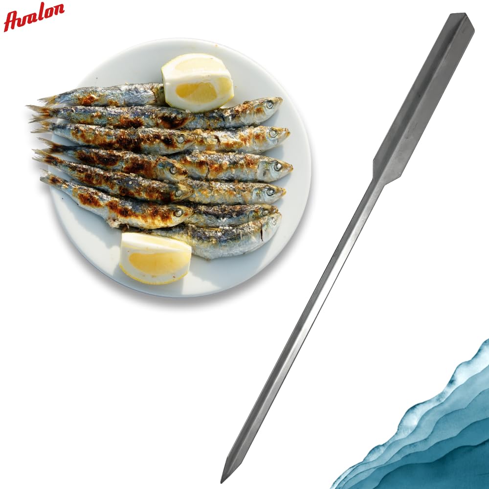Spiedini espeto in acciaio inox 50 cm Avalon - spiedino per carne, verdure, pesce (sardina, spigola) barbecue e griglia (15)