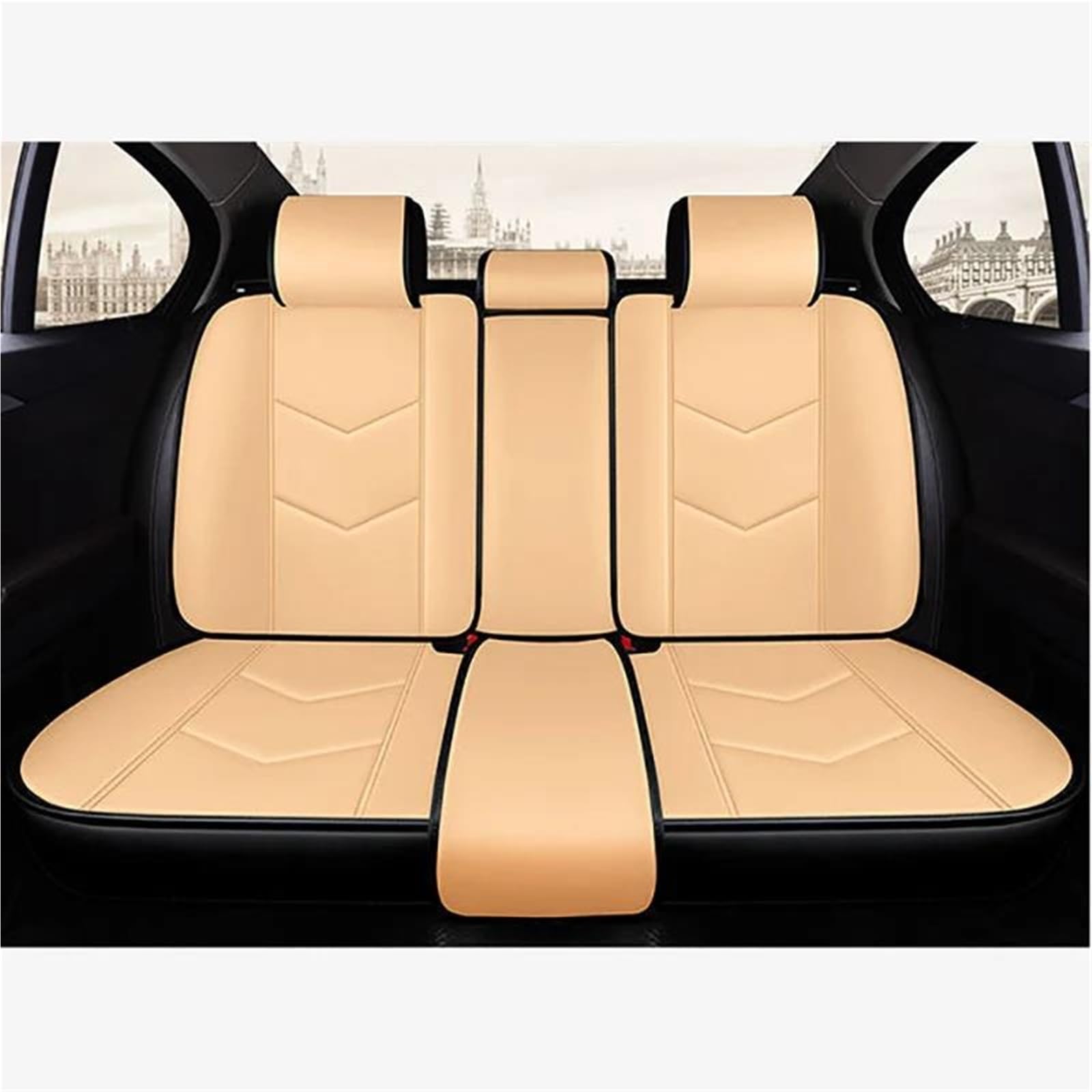 Housses de siège auto en cuir beige pour VW Passat Tiguan Golf - 3