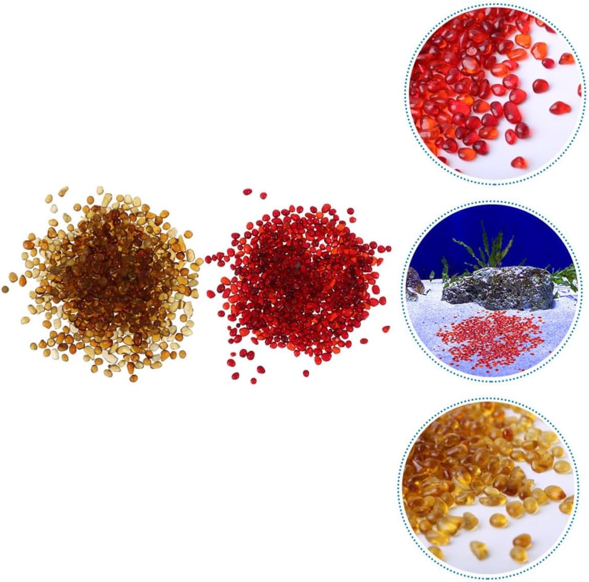 YARNOW Aquarium Gravel and Decorative Fish Tank Pebbles, Natural Colored River Stones 500g Set (China Red 250g + Amber 250g) for Freshwater Aquarium Substrate and Terrarium Landscaping