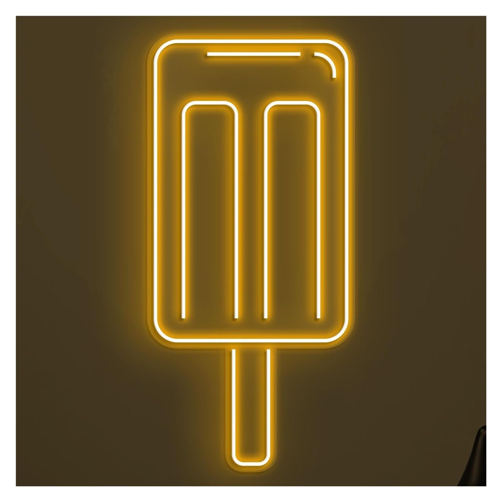RONGCH Hanging Art Signs Popsicle Neon Sign, Suitable for Shop Club Decor with Brightness Adjustable 38cm(Yellow)