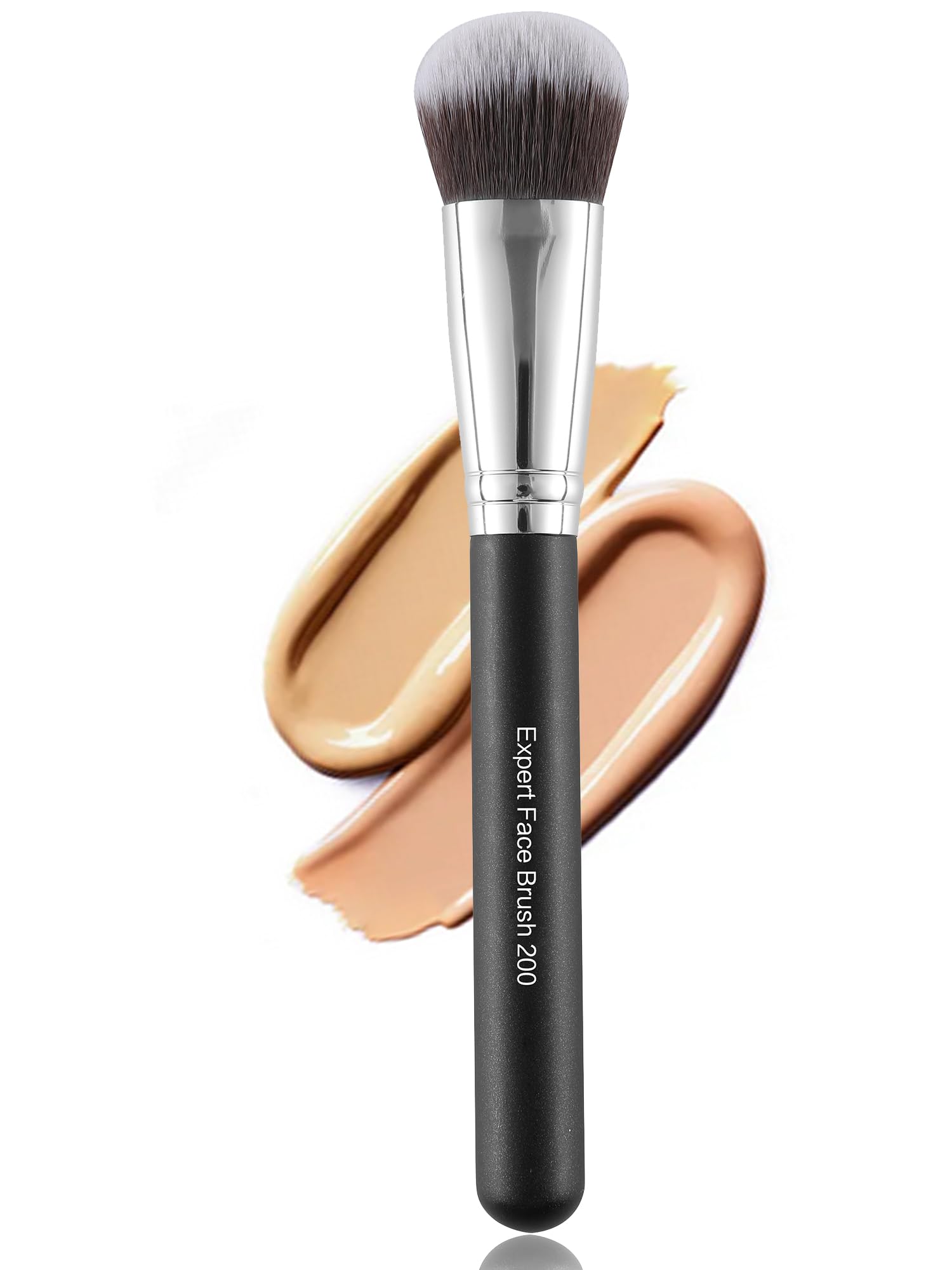 ENERGY Foundation Brush for Liquid Makeup Professional Vegan Makeup Brush for Foundation,Powder,Contour,Bronzer Blending Contouring Dense Soft Face Brush Black 200