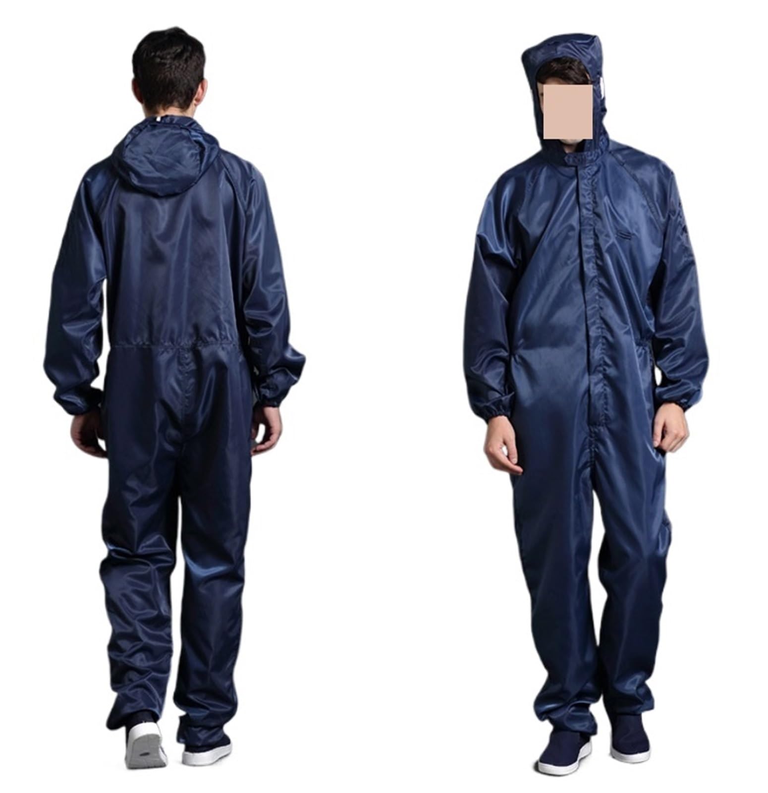 Kombinezony ochronne unisex Czyste ubrania Kaptur Pyłoszczelne antystatyczne Odzież do pomieszczeń czystych Malowanie Praca Kombinezon(Navy,L)