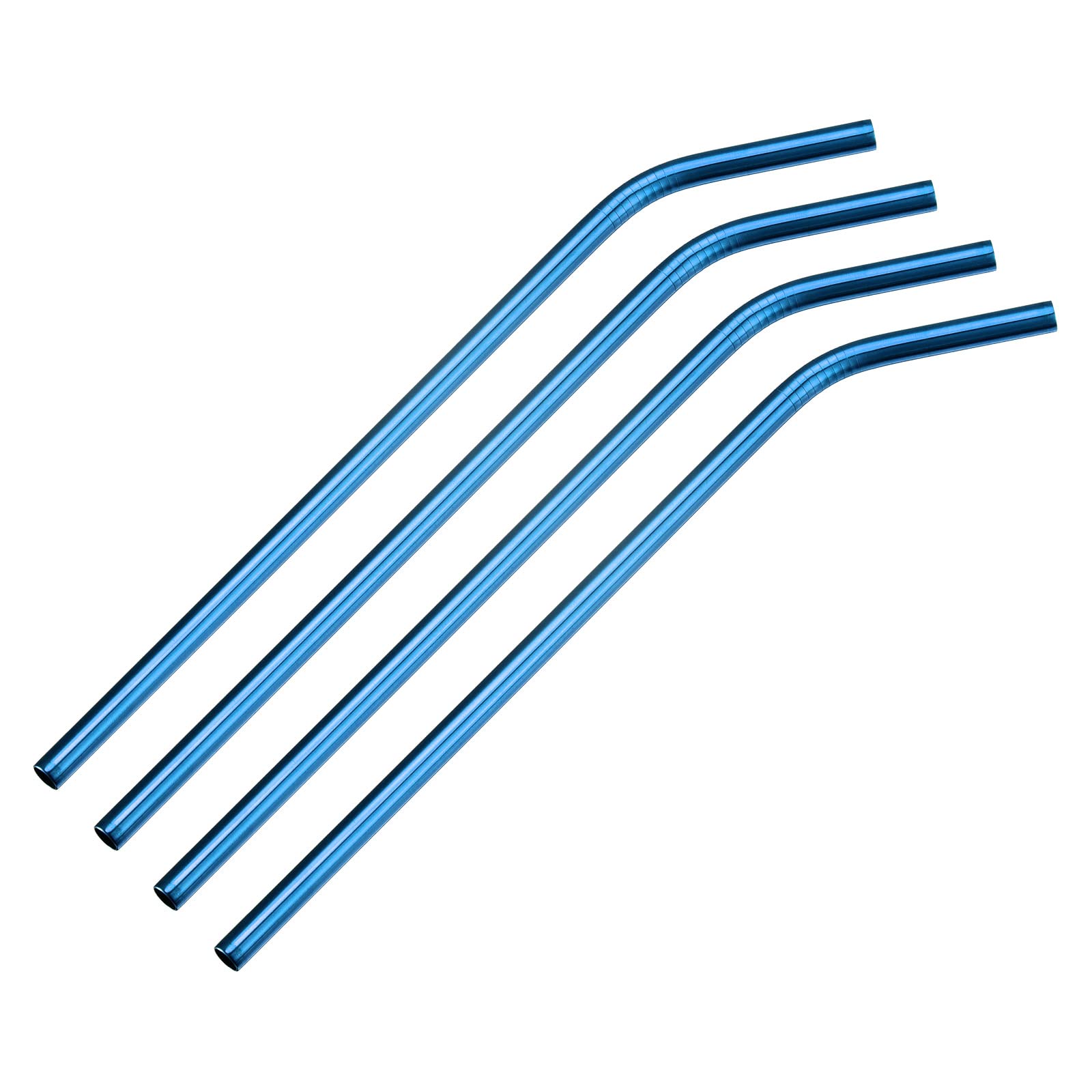 sourcing map Reusable Metal Straws 4Pcs, Stainless Steel Bent Drinking Straw 10.5" x 0.3" Long Suitable for Milk Shake Beverage Juice - Blue