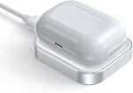 Pour Airpod Charger, Conçu Wireless Charger pour les aéropodes 4(ANC)/3rd/2nd Gen, pour les nouveaux AirPod Pro 3 (2025)/ 2nd Gen, Wireless Ecouteurs, Slim & Compact pour le bureau des voyages à domicile, (Silver+White)