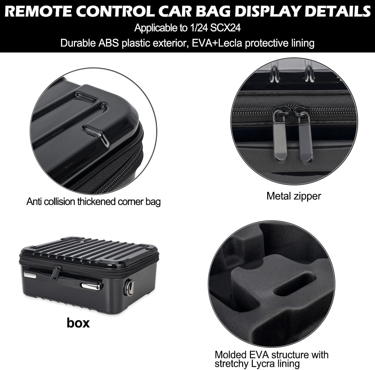 Portable Hardshell Carrying Case Box Protective Shoulder Storage Bag Suitcase Organizer for 1/24 RC Crawlers Car SCX24 Accessories